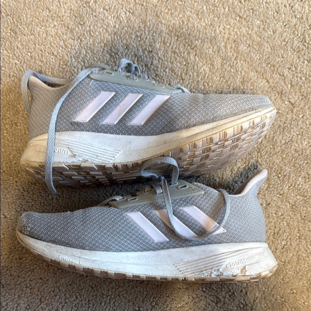 Adidas Light Gray and Soft Pink Running Shoes